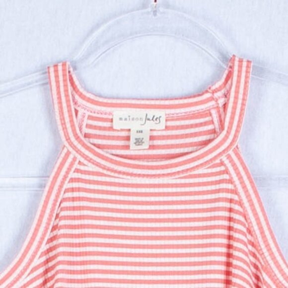 NWT Maison Jules Coral/Wht Halter Shift Dress XXS - Picture 5 of 9
